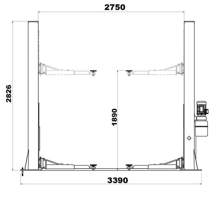 Подъемник 380В с нижней синхронизацией KraftWell KRW4ML_blue