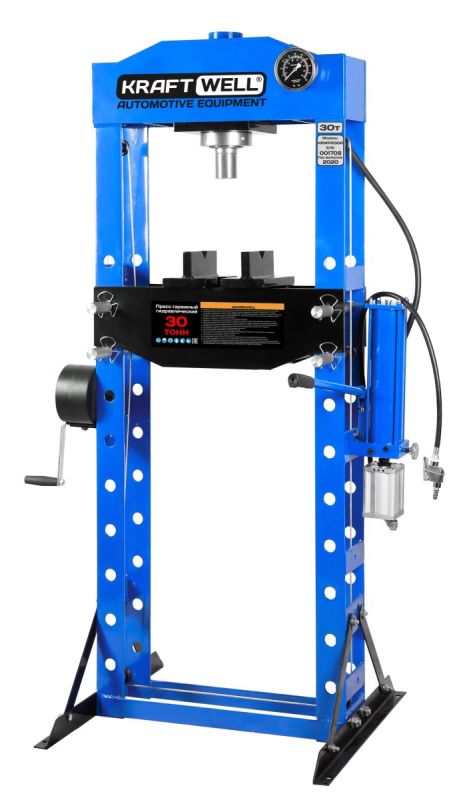Гидравлический пресс для сто 30 тонн KraftWell KRWPR30A ручной и пневматический привод