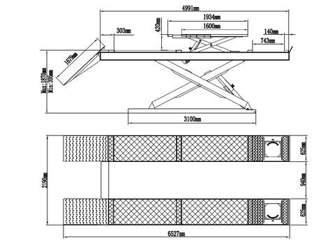 Подъемник ножничный 5.5т 220В для автосервиса и сход-развала Atis DX-5500A_220V электрогидравлический