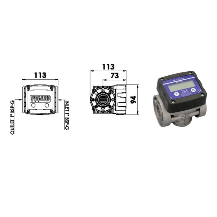 Электронный счетчик топлива и масла 10-110 л/м пг 0,3% Adam Pumps G Flow Display