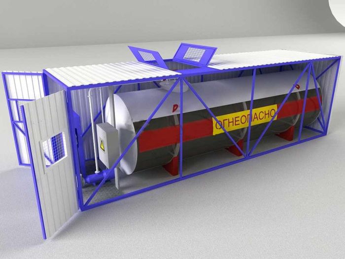 Мини АЗС в контейнере из профлиста 15 м3 стальная емкость