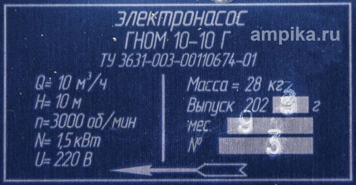 Дренажный насос  ГНОМ 10-10Г 220 В (до 95°C, с поплавком)