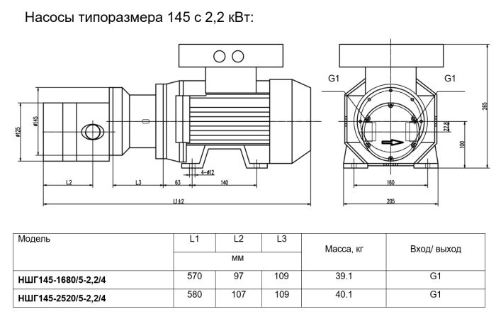 Шестеренный насос Ампика НШГ145-1680/5-2,2/4