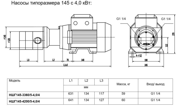 Шестеренный насос Ампика НШГ145-3360/5-4,0/4