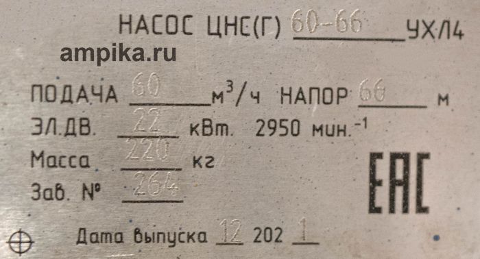 Многосекционный насос Пинский ОМЗ ЦНСг 60-66 (Пинск) б/д, б/р