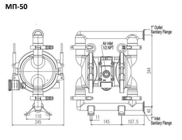 Мембранный пищевой насос Ампика МП-50-Д-19