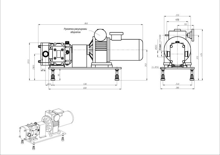 Кулачковый насос Ампика КН-015-П-МВ (200-500) с 1,5 кВт