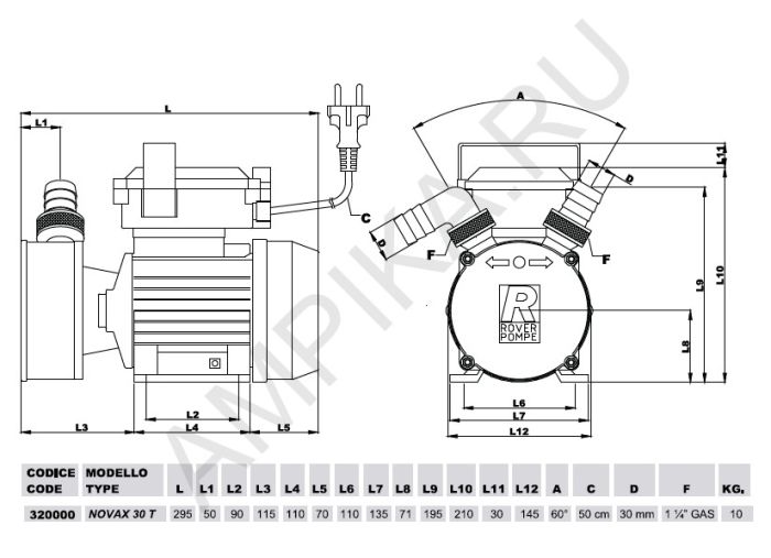 Самовсасывающий насос Roverpompe NOVAX 30T_380В