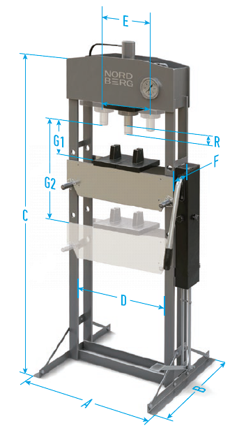 Гидравлический пресс для сто 20 т Nordberg N3621FL ручной и ножной привод