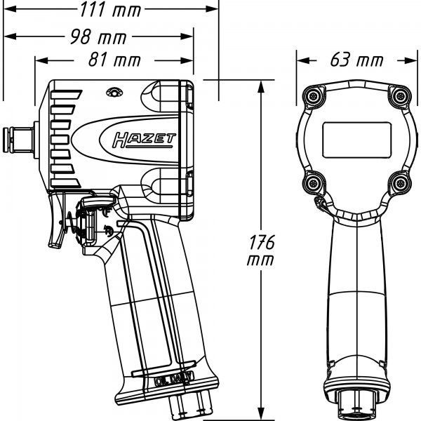 Пневмогайковерт 1/2" 1220Нм Hazet 9012M-1