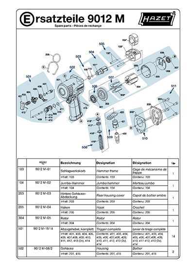 Пневмогайковерт 1/2" 1100Нм Hazet 9012M