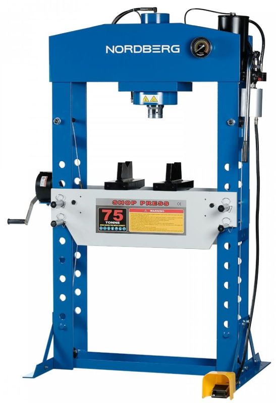 Гидравлический пресс для гаража 75 тонн Nordberg N3675A ручной и пневмопривод