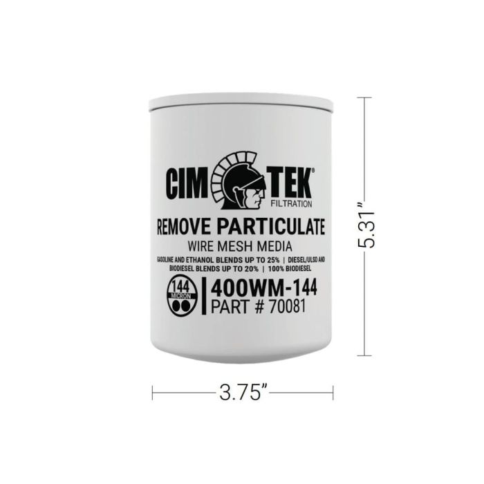 Фильтр топлива 144 мкм 95 л/м CIM-TEK 400 Wire Mesh 144 CT70081