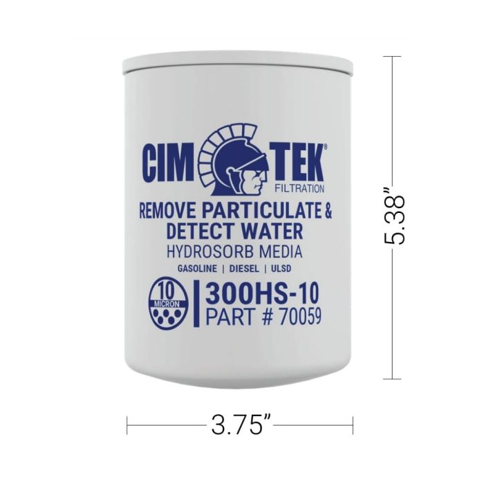 Фильтр тонкой очистки топлива 300-HS-II-10 (10 мкрн, до 50 л/мин, CIM-TEK, с водопоглощением