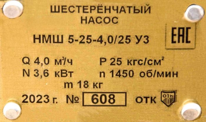 Насос электрический шестеренчатый для дизеля, масла и мазута 220/380В 66 л/м НМШ 5-25-4,0/25 с 5,5 кВт