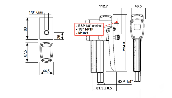 Пистолет раздаточный ручной для смазки, 5.5 л/мин, с эл. счетчиком, без носика и шарнира, 1/4" BSP Piusi GREASTER gr/kg M10x1 F0043002A