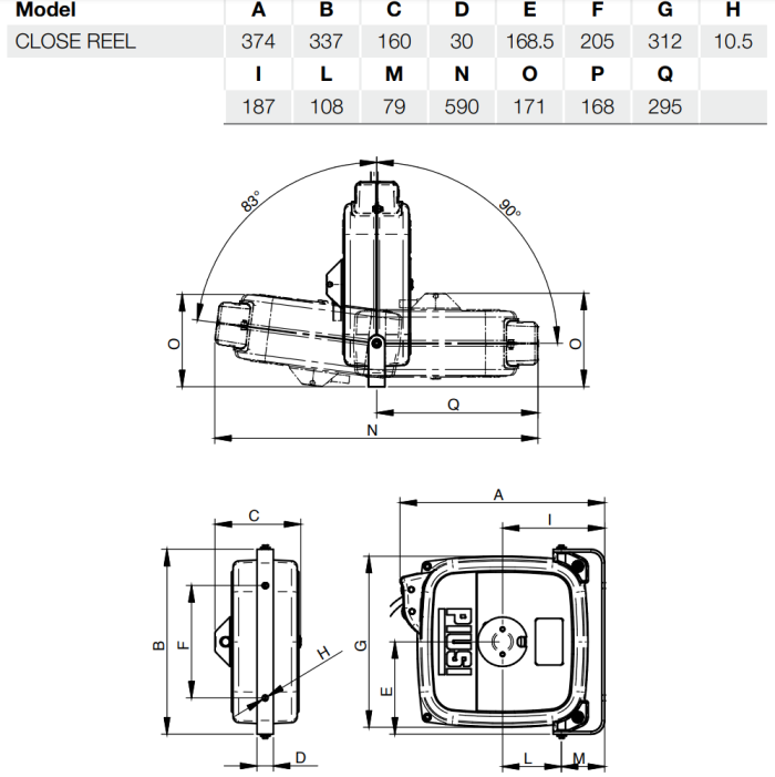 Катушка автоматическая со шлангом для воды и воздуха 15 м с диам. 1/4 Piusi HC20151200A