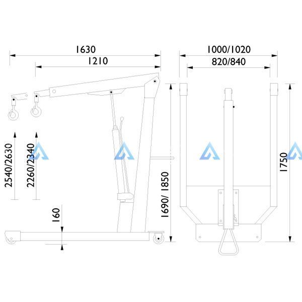 Кран гидравлический 1,5 т АС Hydraulic WN15 для снятия двигателя