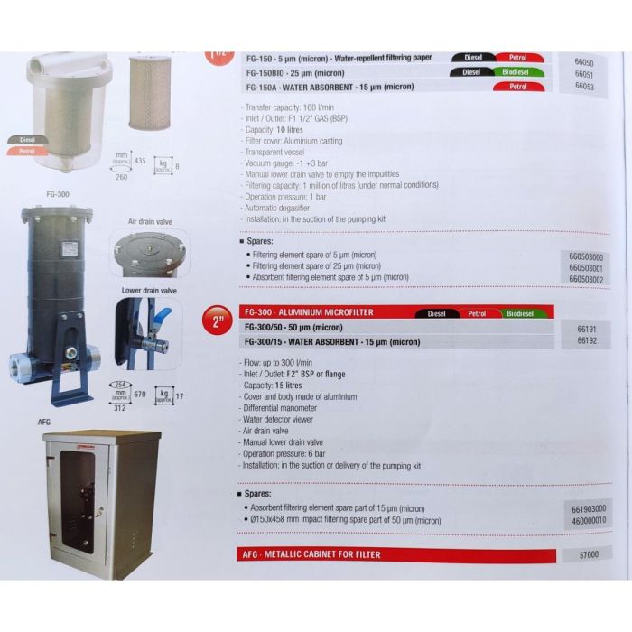 Фильтр тонкой очистки с сепарацией и насосом 150 л.м. Gespasa FG-300x2 66153