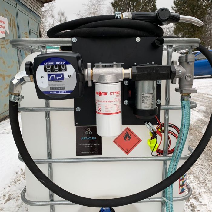 Мини АЗС для ДТ 640л 24V с фильтрами и счетчиком