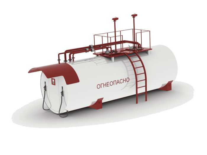 Мини АЗС 30 м3 контейнерная открытого типа с удлиненным тех отсеком (обечайкой) МОНОБЛОК