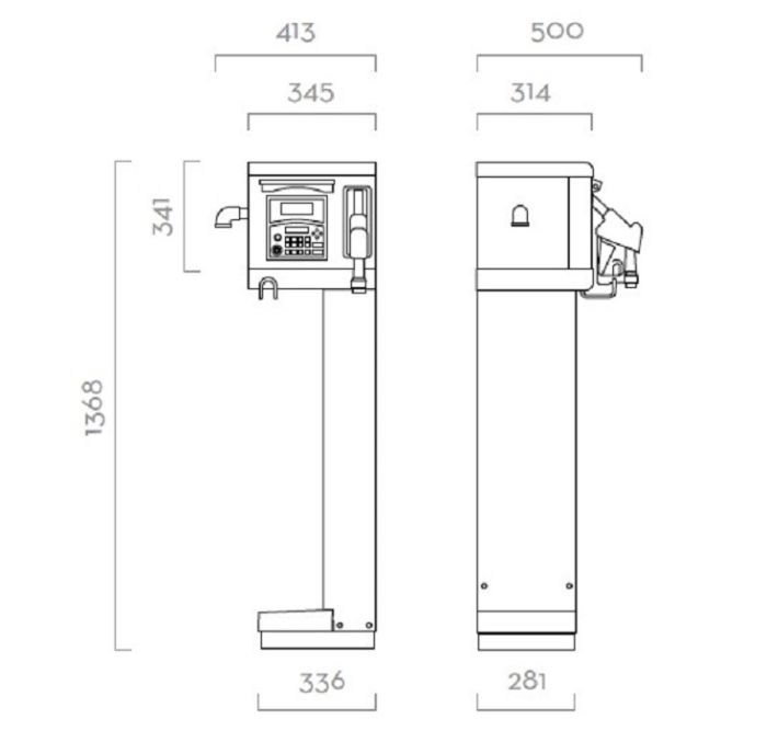 Cube 70 MC DC 12V - Программируемая топливораздаточная колонка, 50 пользователей, 56 л/м, Италия