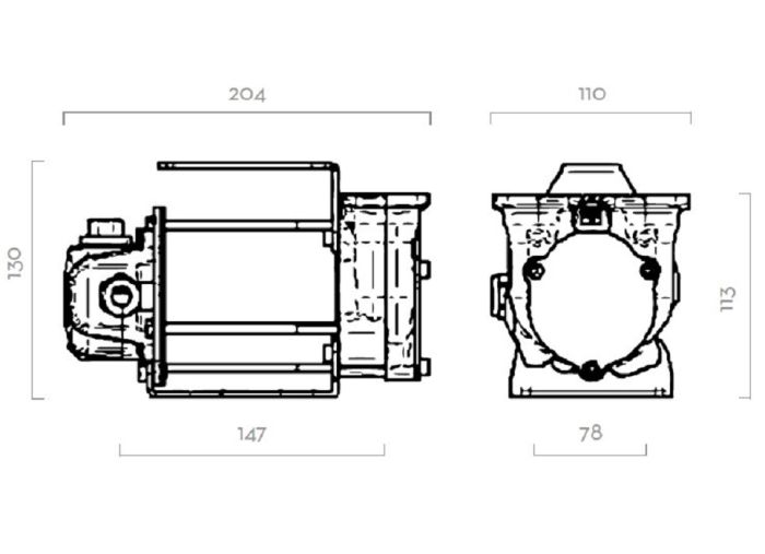 BP 3000 12V - Роторный лопастной насос для ДТ, 50 л/м (безрезьб.; б/эл.компл. вх/вых с одной стороны фланц), Италия