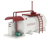 Мини АЗС контейнерная с открытым техническим отсеком на островке с экологической ванной 60 тонн