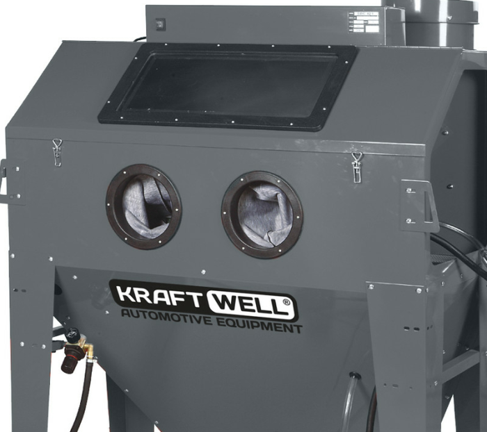 Пескоструйная камера KraftWell KRW-SB420S, с боковой загрузкой, 420 л, напольная, инжекторного типа, с давлением воздуха 6-8 бар