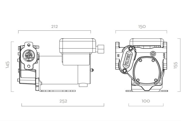 Panther DC 24/12V -  Роторный лопастной насос  для ДТ, 70/35 л/м, без кабеля, Италия