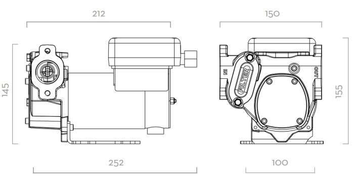 Panther DC 24/12V - Роторный лопастной насос для ДТ (каб. пит. 2 м с клеммами), 56 л/м, Италия