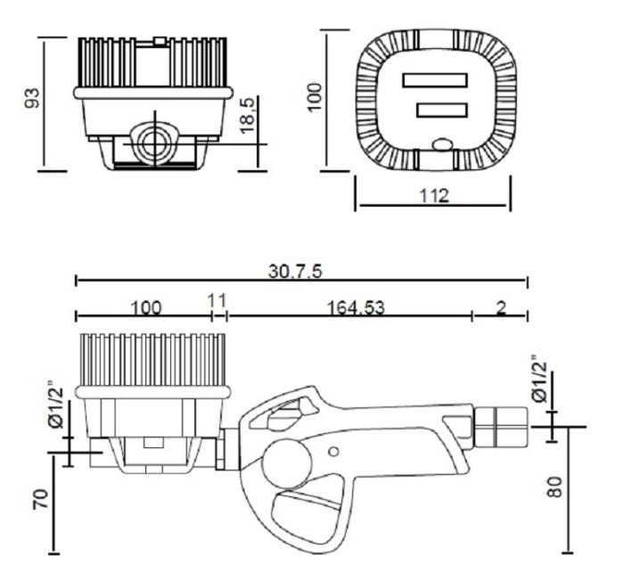 Easy K40 1/2" BSP - Пистолет с мех. счетчиком для масла, гибкий носик, 30 л/м, Италия