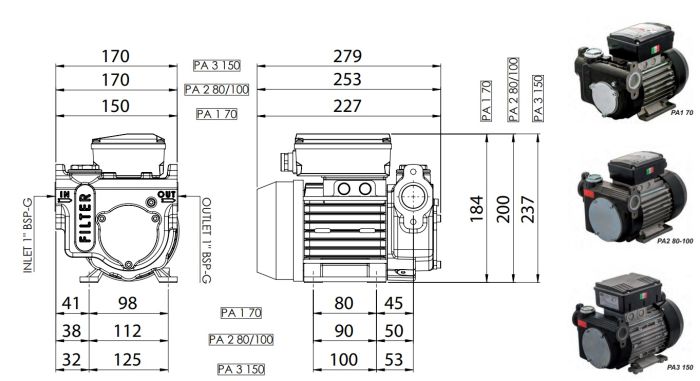 Насос для ДТ PA2 230-80 50Hz Италия