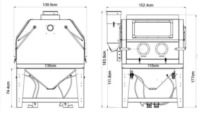 Пескоструйная камера Rock Force RF-SBC1200, с фронтальной загрузкой, 1200 л, напольная, инжекторного типа, с электродвигателем