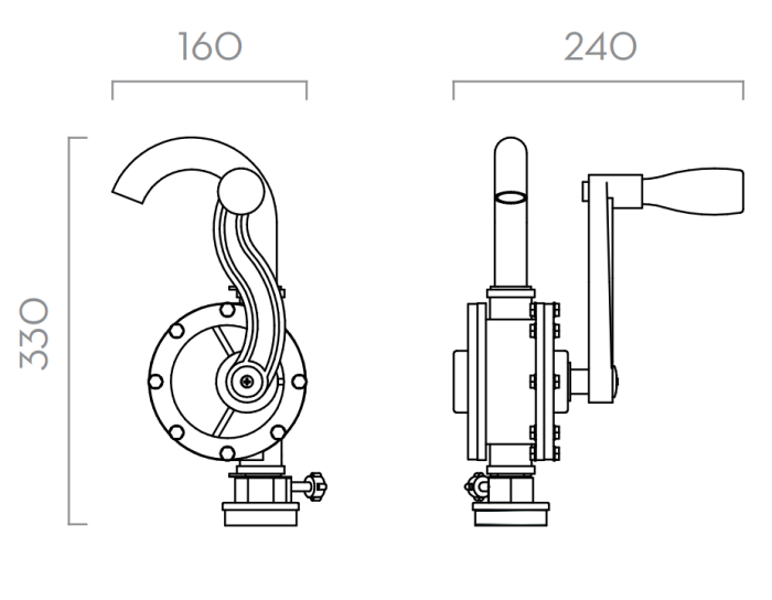 Насос ручной роторный бочковой для антифриза, мочевины, воды, сож, 15 л/м, Piusi F0033208B, рукав 3 м, пластик