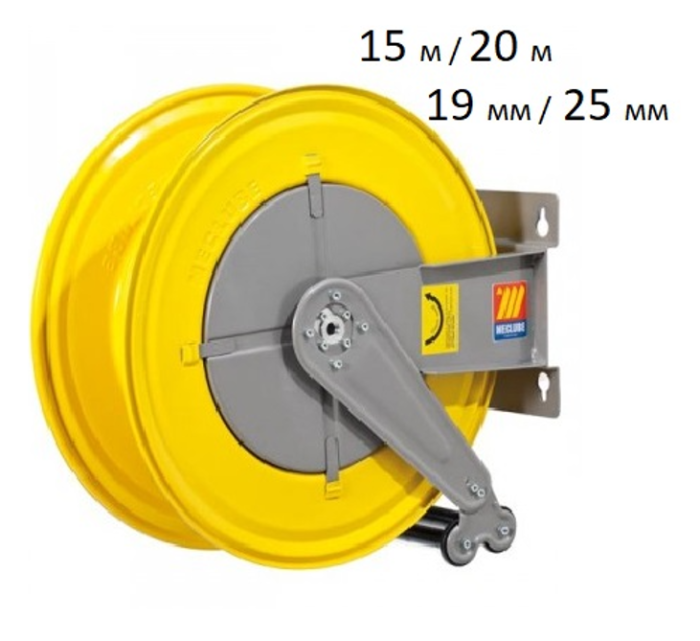 Катушка автомат. неповоротная (шланг 19мм/25мм, L=20м/15м, вход=1"M, выход=1"F, для ДТ, до 10бар)