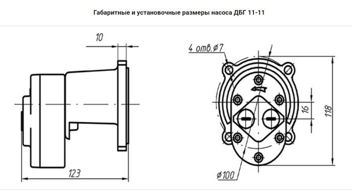 Насос электрический шестеренчатый для масла 8 л/м ARTAZ ДБГ 11-11 фланец